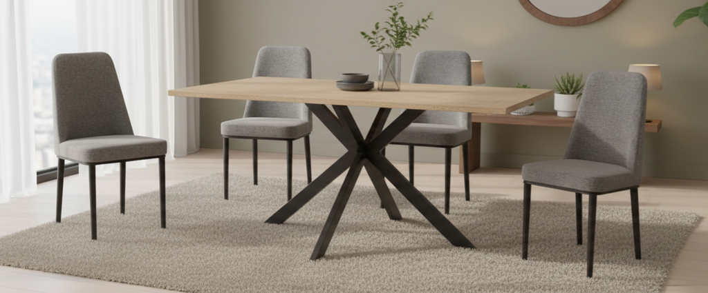 MESA STACY TAPA ROBLE RECTANGULAR NEGRO 1400x800x750mm