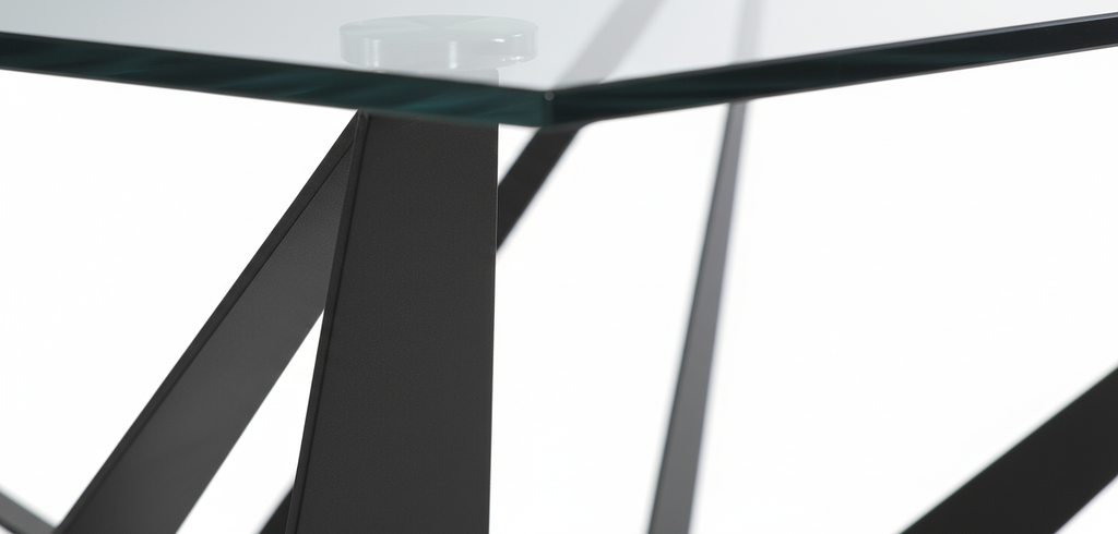 MESA W CRISTAL PATA ÁNGULOS NEGRA (1600*900*760)
