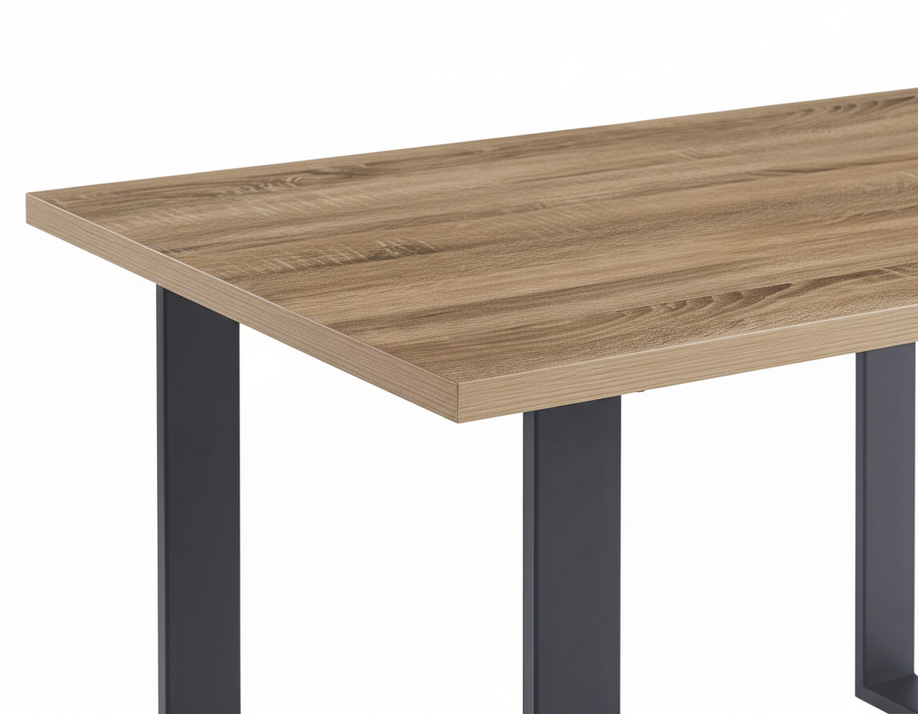 MESA TAYLOR PATAS METAL Y TAPA MELAMINA ASERRADA