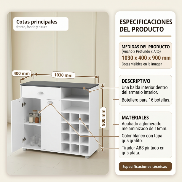 BUFFET ASFELD2 BOTELLERO