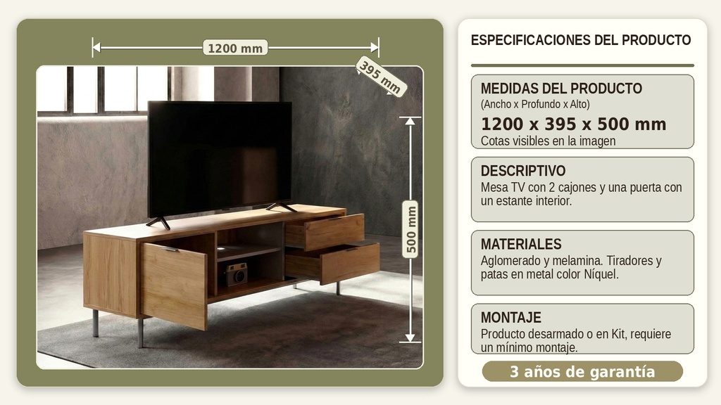 MESA TV SFORZA ROBLE NATURAL