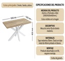 MESA CENTRO STACY RECTANGULAR TAPA ROBLE ASERRADO PATAS BLANCAS