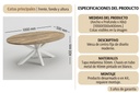 MESA CENTRO STACY OVAL TAPA ROBLE ASERRADO PATAS BLANCA