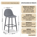 PACK DE 2 TABURETES JAMES GRIS ACERO 76 CM