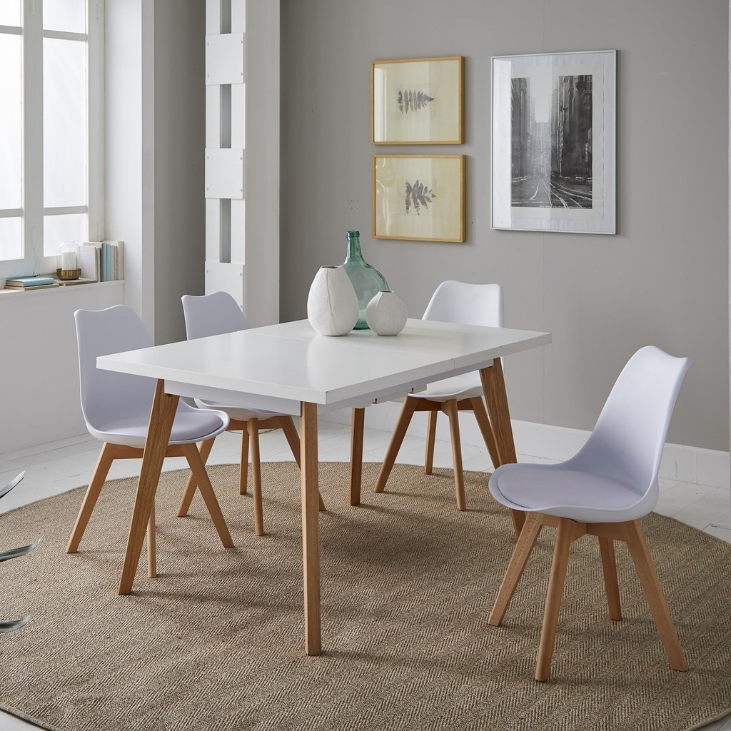 [HT001-B] MESA EXTENSIBLE NORDIC LACADA BLANCO