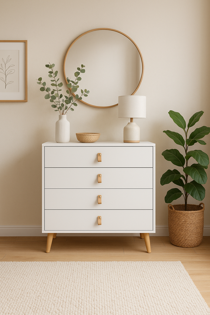 [H580-B] CÓMODA ANZIO BLANCA 4 CAJONES