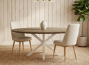 MESA STACY ROBLE ASERRADO OVAL BLANCO TAPA MELAMINA 1600x900x750mm 