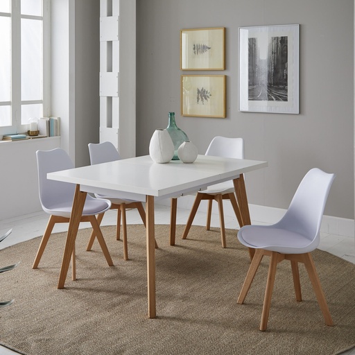 [HT001-B] MESA EXTENSIBLE NORDIC LACADA BLANCO