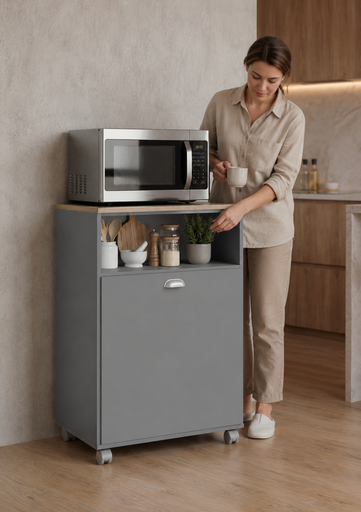 [K122-BKR] MUEBLE AUXILIAR RUEDAS GRIS BAKERY2