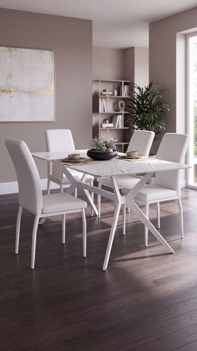 [HT448-MG] MESA FIJA ANNISTON BLANCA MARMOL