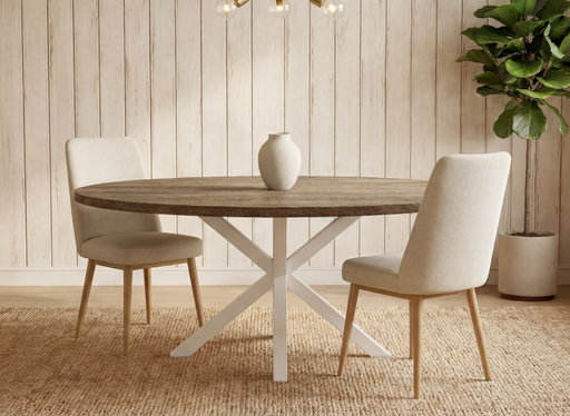 [HT297-TOB160] MESA STACY ROBLE ASERRADO OVAL BLANCO TAPA MELAMINA 1600x900x750mm 